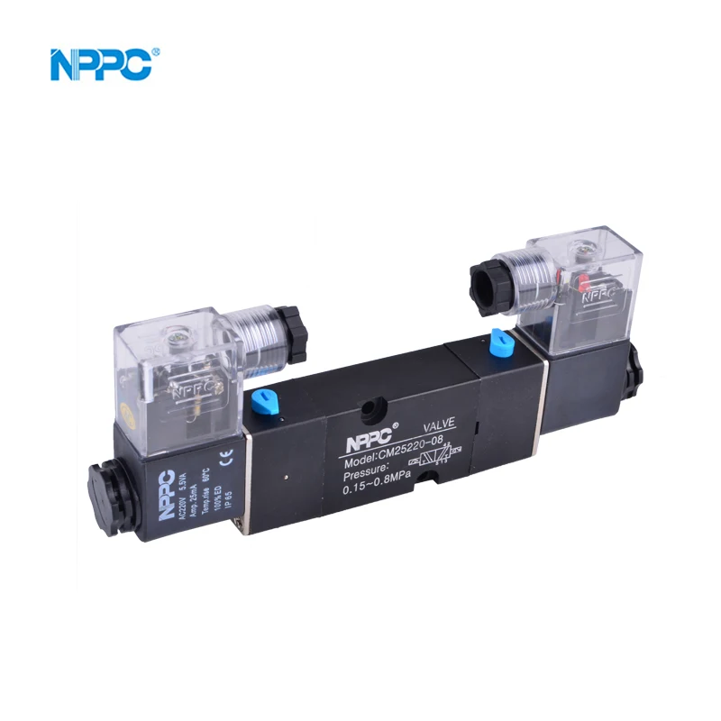 

CM25220-08 5/2 wayNamuar type solenoid valve black or silver color coil voltage DC24V AC24V AC220V double head G1/4 NPPC Brand