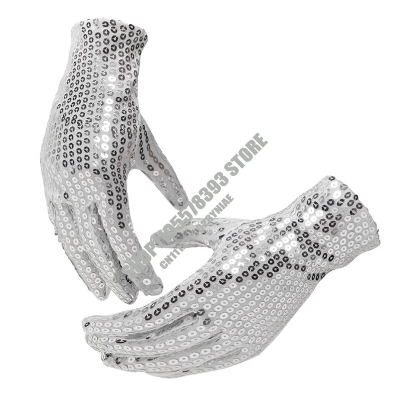 Same as Michael Jackson Celebrity Gloves Fashion Stage Sequins Short Glove Black Silver Red Yellow Blue Shinning Mittens