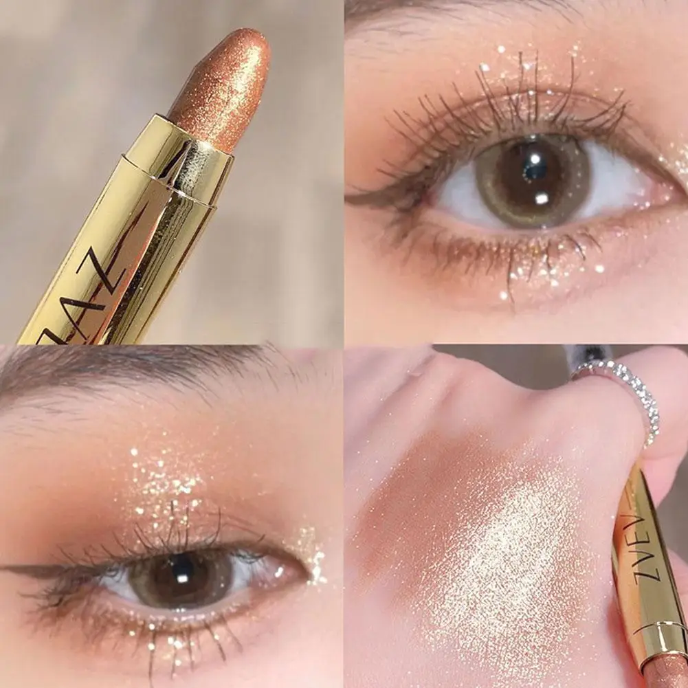 Dubbele Glitter Oogschaduw Stok Potlood Highlighter Oogschaduw Oogschaduw Waterdichte Markeerstift Shimmer Make-Up B4f9