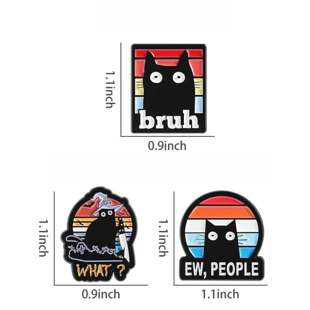Cute Little Black Kitten Pins Funny Black Cat All-match Clothing Accessories Brooch Metal Badge