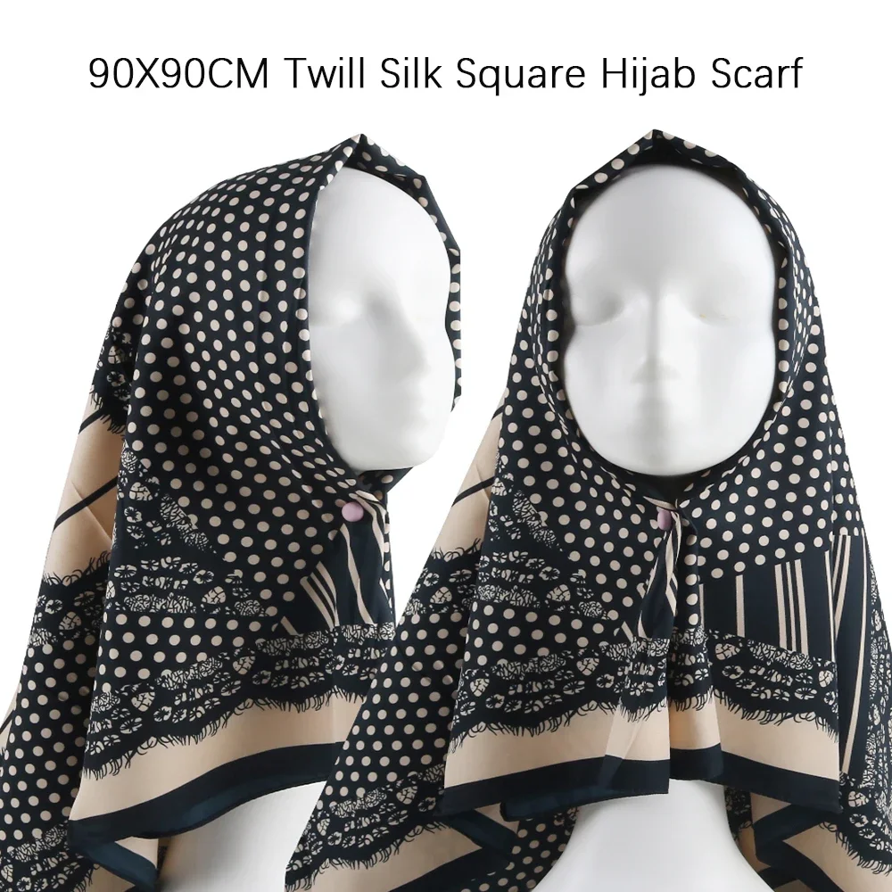 90X90CM MUSLIM WOMEN FLOWER PRINT SQUARE HIJAB SCARF SILK FEEL SCARVES SQUARE HIJABS BAWAL FLORAL TUDUNG SHAWL