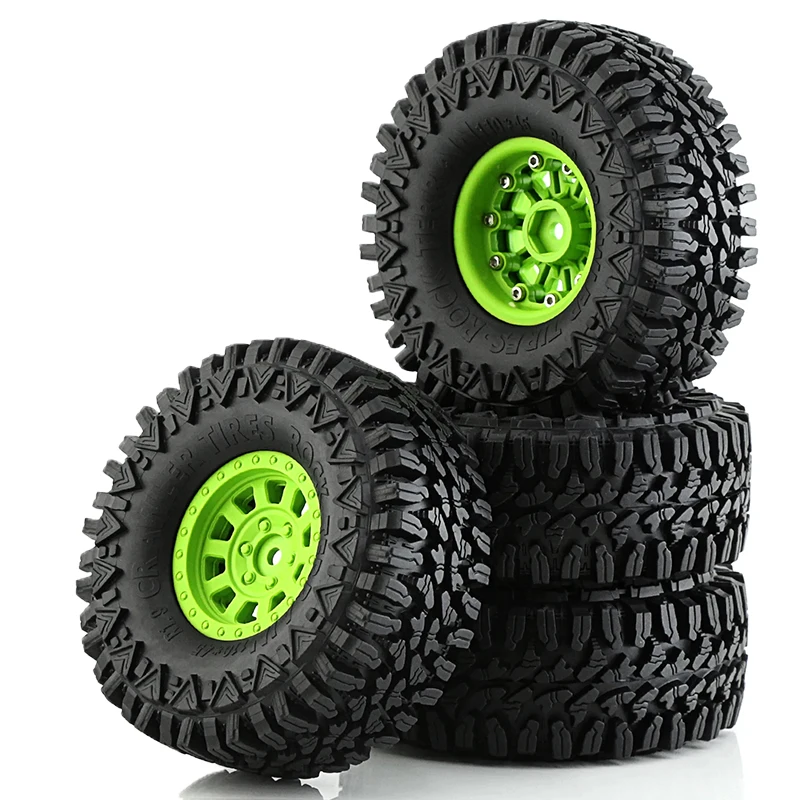 

1.9 Beadlock Wheel Plastic green Rims Tires Set for 1/10 RC Crawler Car Traxxas TRX4 Axial SCX10 90046 90047 MST HSP Red