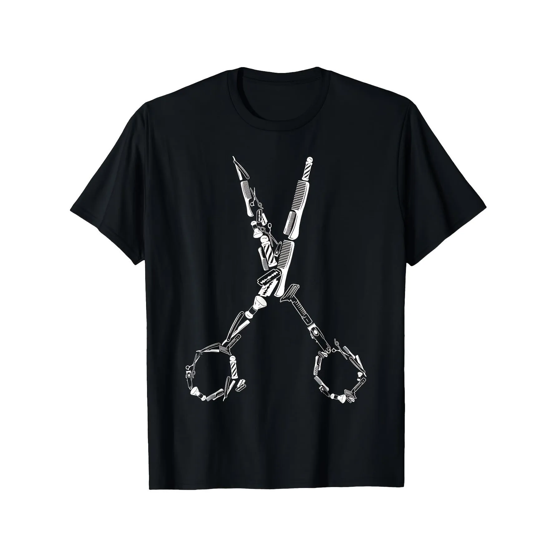 Robotic Scissors Graphic Tee Men Stylist Gift Cool Hairdresser Short Sleeve Cotton T-Shirt