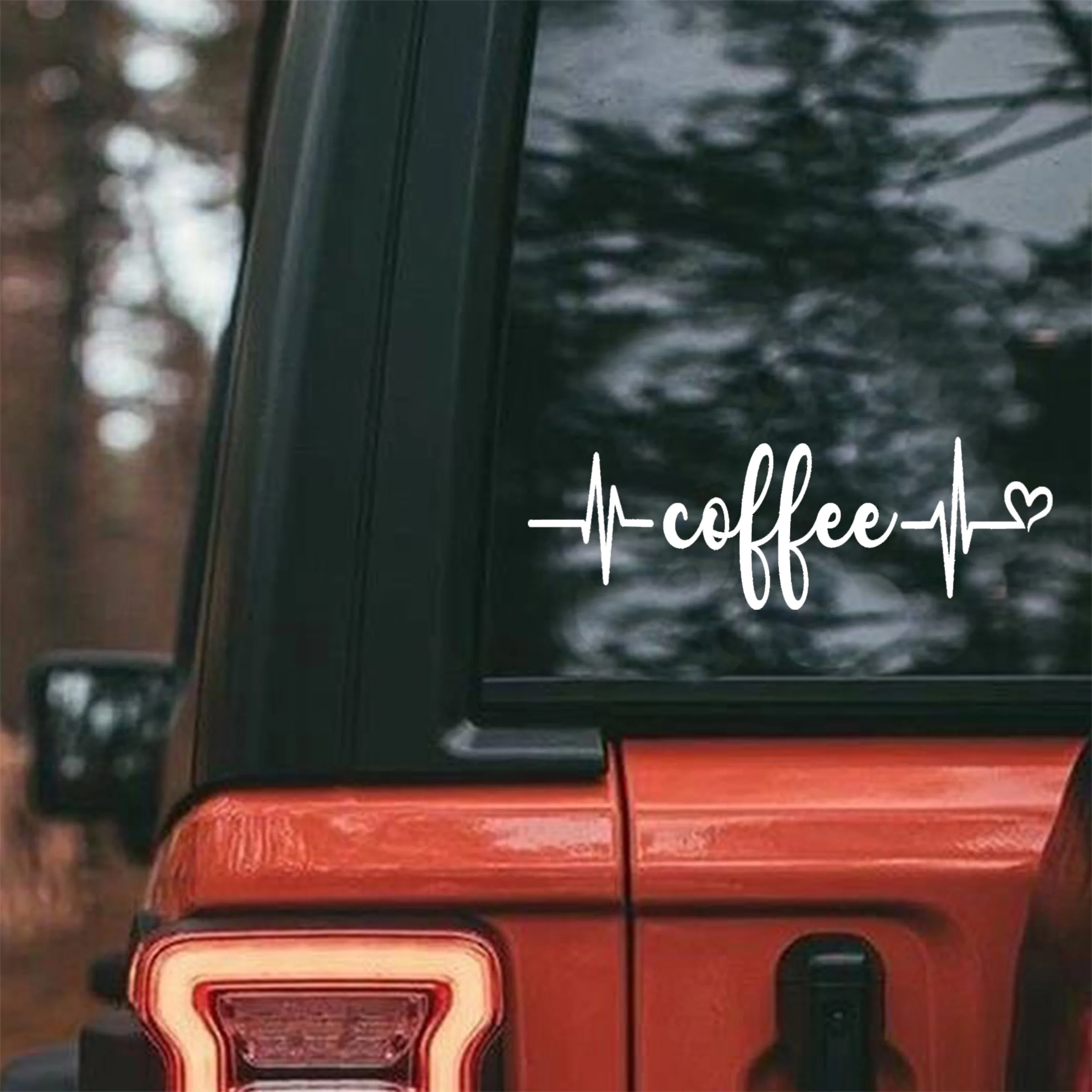 70136# Coffee Heatbeat Line Car Sticker, Waterproof Vinyl Material Accessories, Interesting For Cars, Trucks, Motorcycles, Walls
