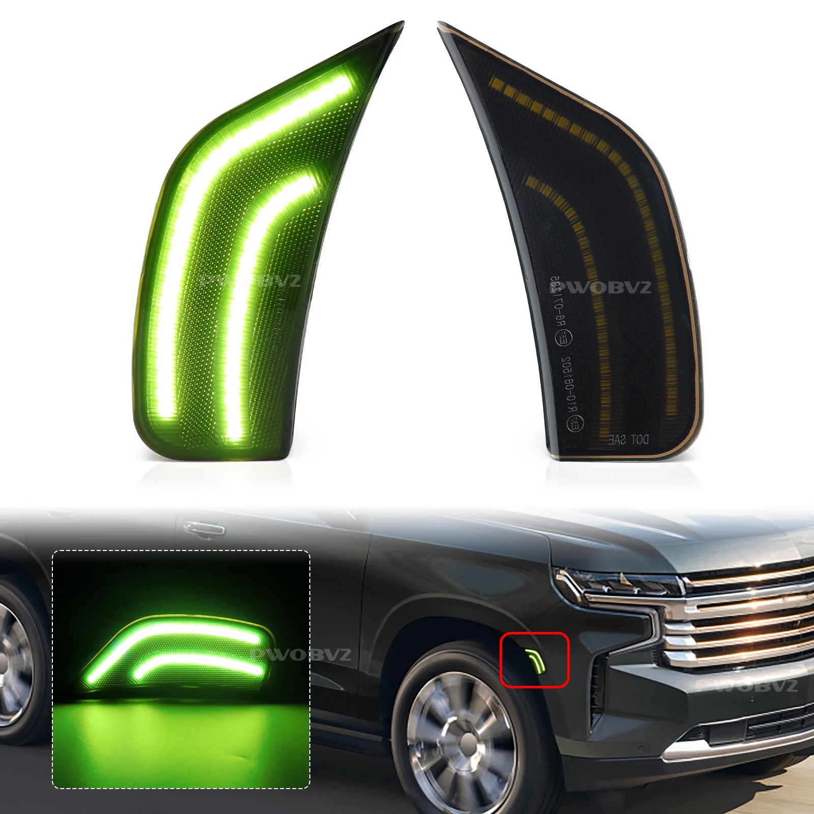 Bumper Lamp Front Green Amber White Led Fender Side Marker Light For Chevrolet Suburban Tahoe Cadillac Escalade ESV GMC Yukon