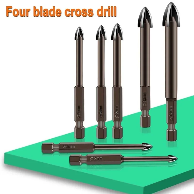 Cross Hex Tile Bits Glass Ceramic Concrete Hole Opener Alloy Triangle Drill Size 3/4/5/6/8/10/12mm drill bits Glass Bits