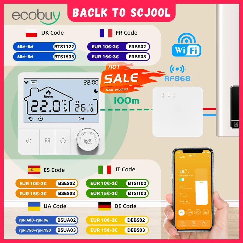 

Tuya Wifi Boiler Thermostat Wireless Heating Room Thermostats Wifi Battery Operated Gas Boiler Water Heating Alexa Google Home