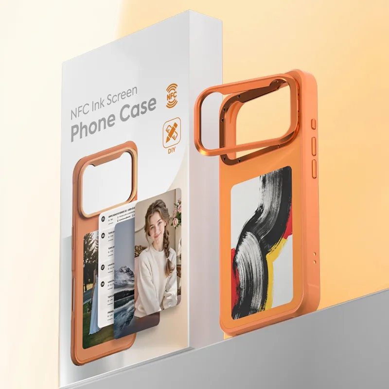 Smart ink DIY photos screen case For iPhone 17/17Pro/17ProMax 4-inch high-definition NFC display with built-in stand phone case