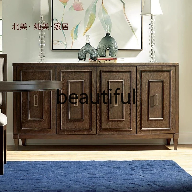 

American country log color old retro porch cabinet loft wind locker four-door storage cabinet