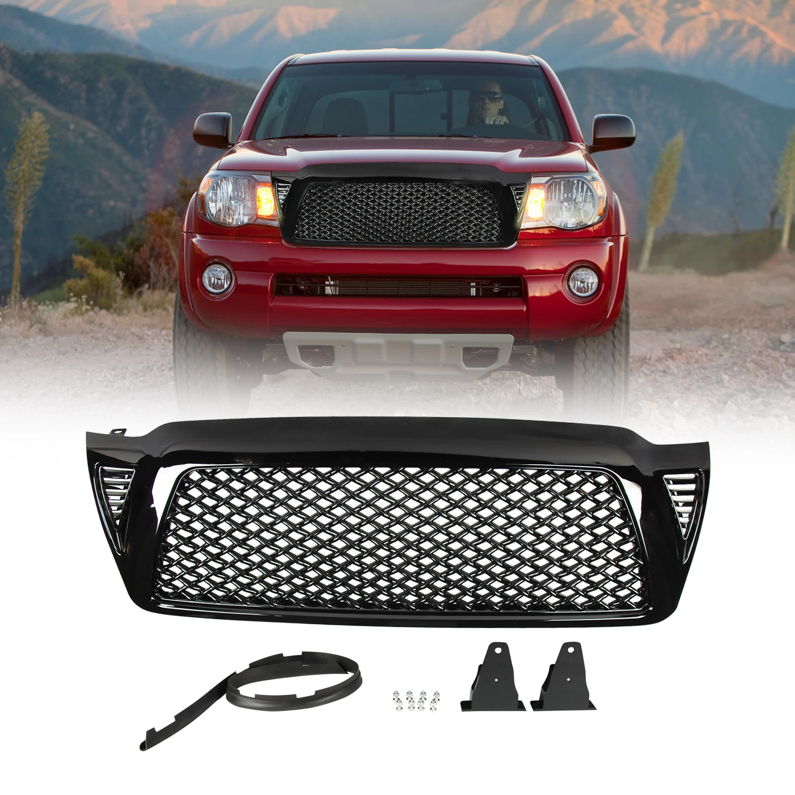 

Car Front Grill for 2005-2011 Toyota Tacoma Gloss Black Grille