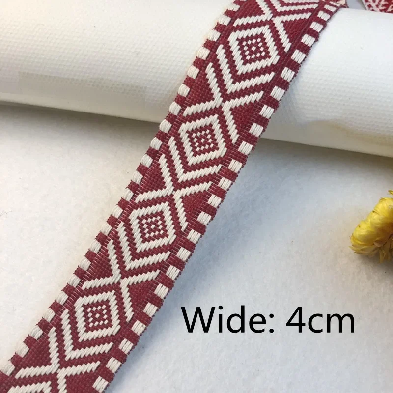 Red Jacquard Webbing Polyester Ribbon Craft, 1Yards