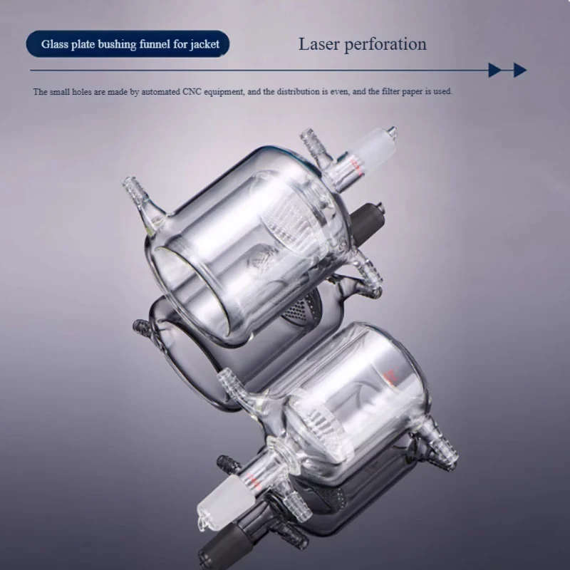 High borosilicate glass jacket with glass plate Buchner funnel double-layer suction filter funnel glass orifice plate filtration