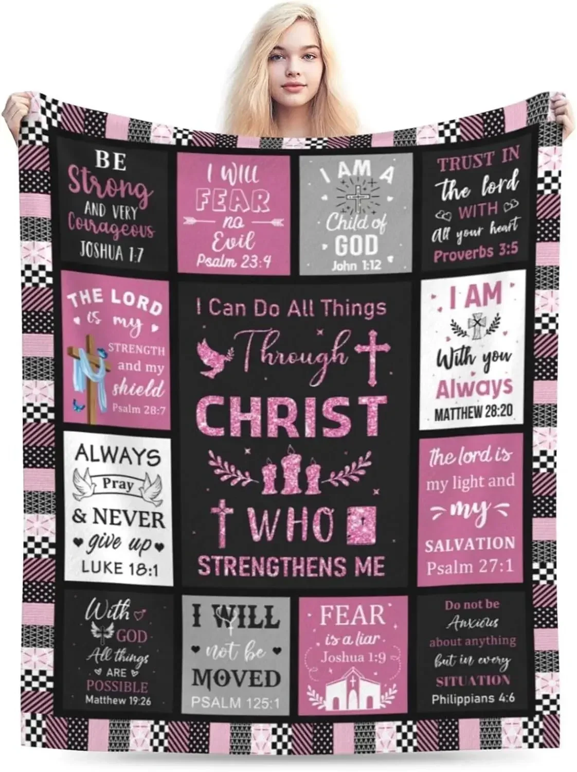 

3d Printed Blanket Christian Blanket Blue Rose Butterfly Prayer Religious Gift with Biblical Verses for Children Birthday Gift