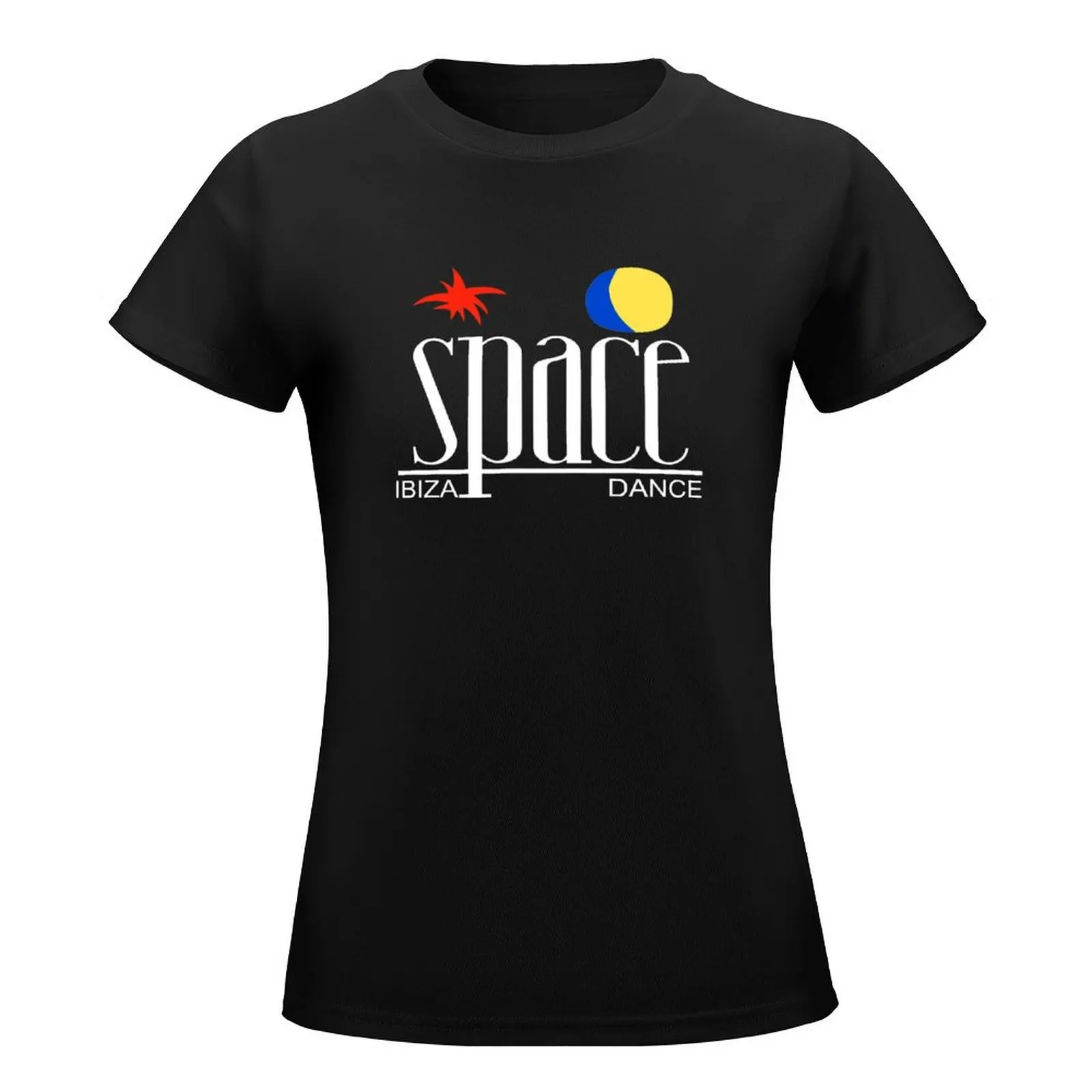 SPACE Ibiza Dance: MODEL 1 classic black Mythical nightclub of La French Touch T-Shirt summer tops t shirts for Women graphic