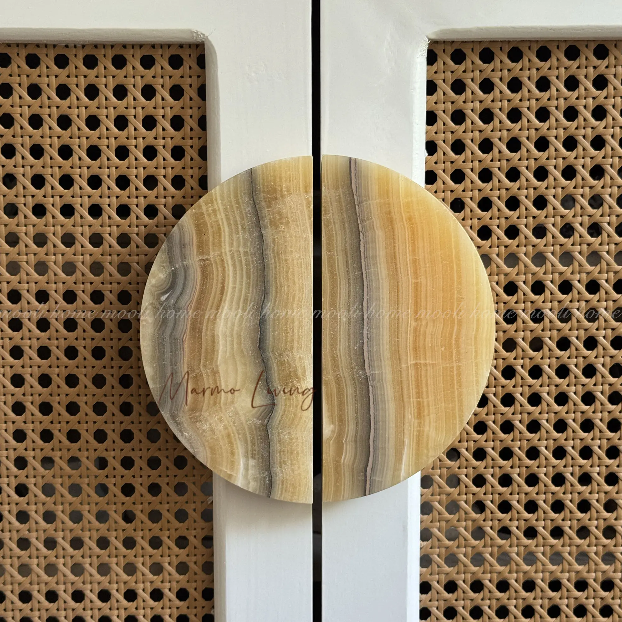 

Natural Marble Yellow Jade Cabinet Handles Luxury Style High End Villa Custom Drawer Onyx Pulls