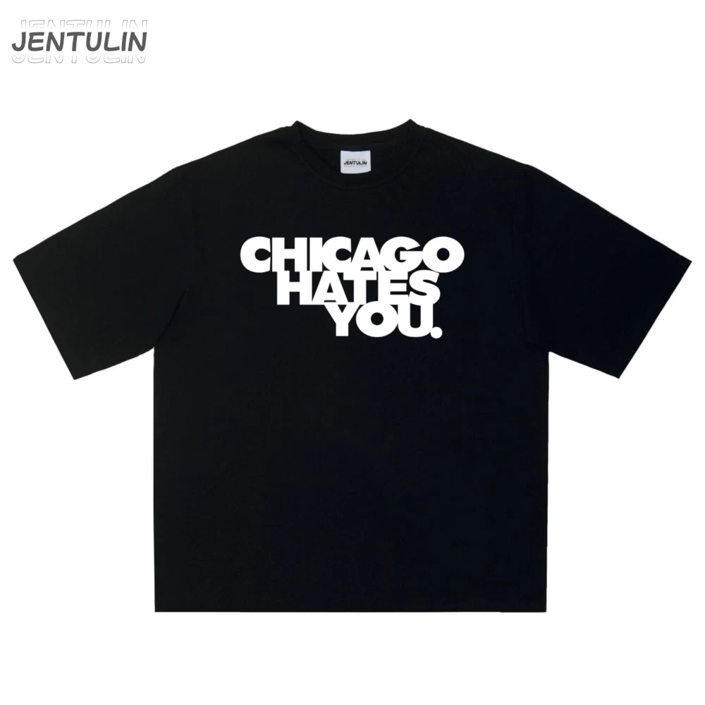 شيكاغو أكرهك الهيب هوب Harajuku إلكتروني قميص مطبوع الرجال الشارع الشهير فاسق قصيرة الأكمام قطنية عالية الجودة المحملة خمر القوطي Y2K الملابس