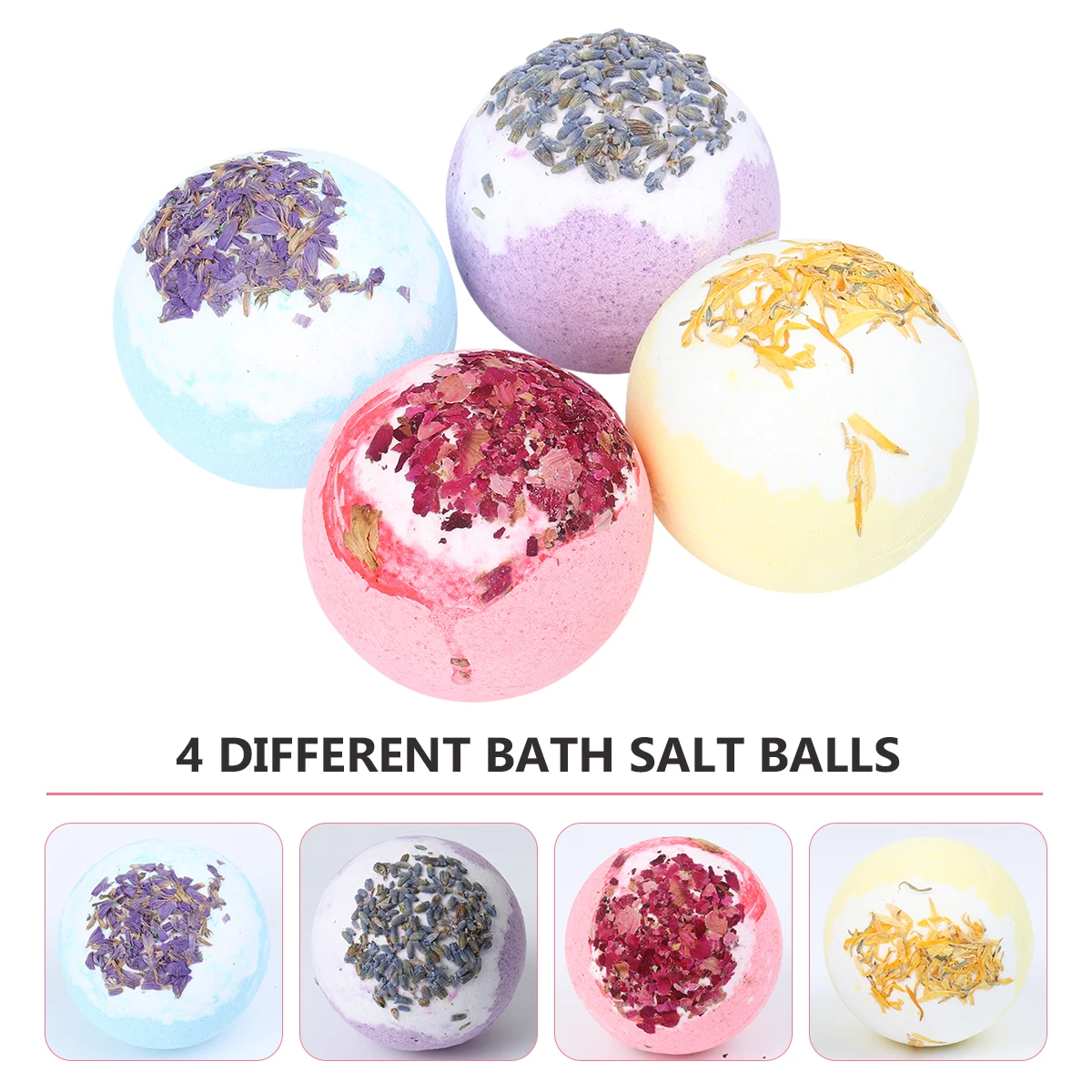 

4pcs Bath Ball Shower Balls Mineral Salt Fizzers Bubbling Bathtub Relaxation Natural Bathing Skin Care Soften Cuticle Soothe