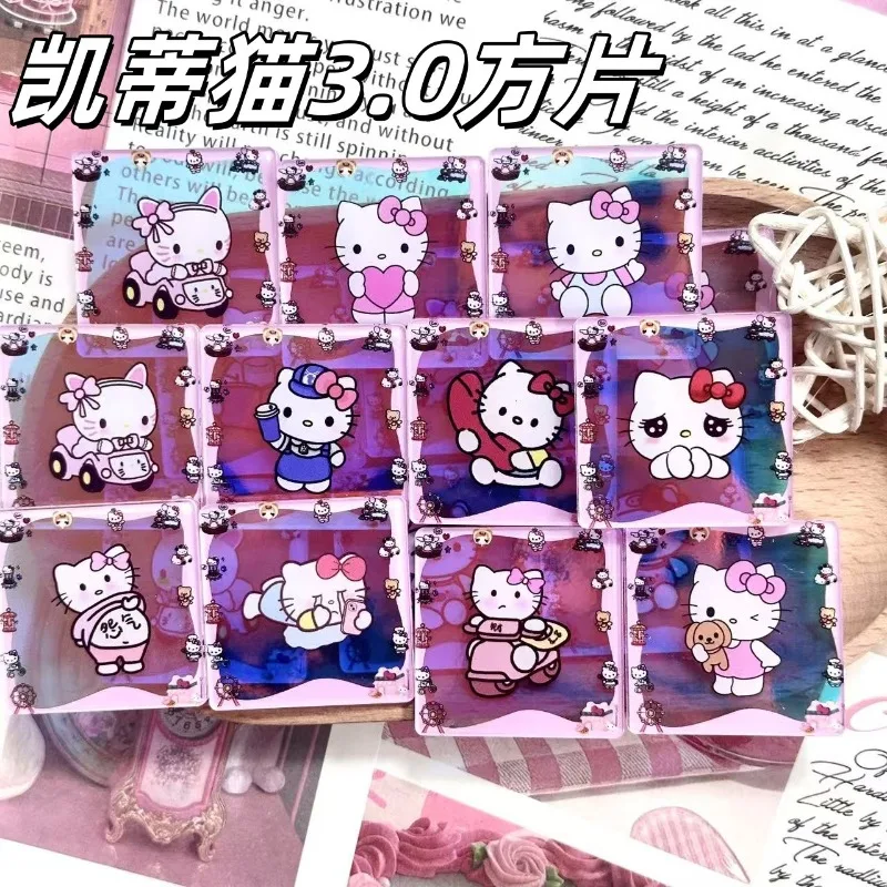 

New Hello Kitty 3.0 Square Girl Kawaii Cartoon Acrylic Handmade Diy Transparent Material Cat and Dog Picture Accessories 4cm