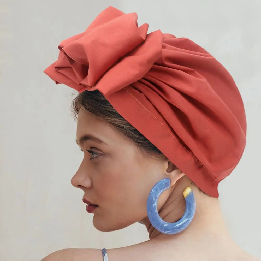 French Retro Women Turban Cap Flower Ladies Headwrap Beanies African Muslim Headscarf Hijab Hats Stretch Bonnet Female Headpiece