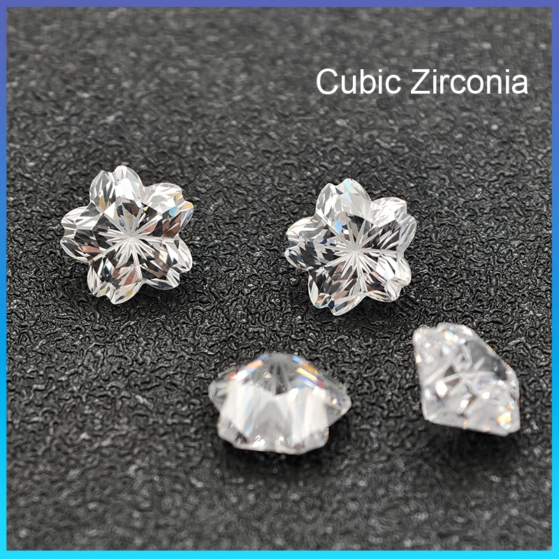 

AAAAA+ White Color Sakura Cut Cubic Zirconia CZ Synthetic Stones Loose Gemstones for Jewerly Making