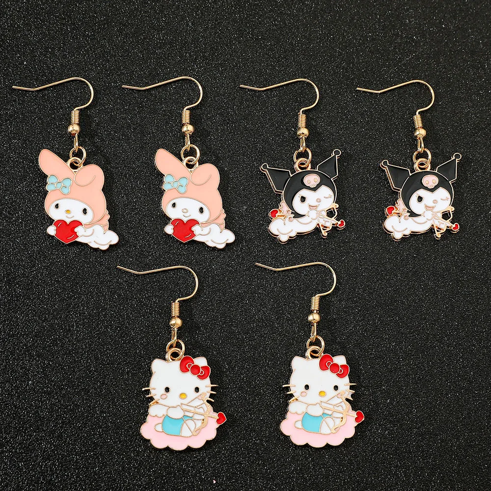 Sanrio Cartoon Anime Hello Kitty Earrings Cute Funny Kuromi Melody Ear Studs For Women Girls Birthday Jewellery Gifts