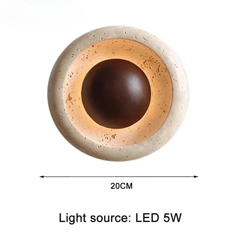 

Светодиодный настенный светильник ваби-саби травертин, настенное бра с круглым пещерным камнем для спальни, прикроватной тумбочки, гостиной, прохода, коридора, домашнего декора
