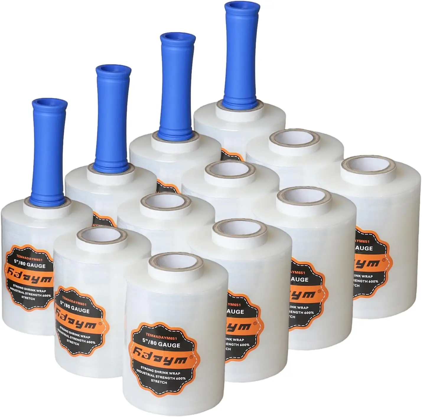 

Stretch Film Shrink Wrap Roll - 5" x 1200' - 80 Gauge, 600% Stretch, Self-Adhering, 12 Pack