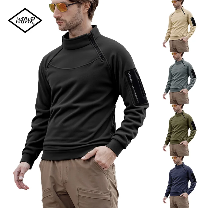 

Outdoor Men's Tactical Fleece Jacket Clothes Winter Solid Warm Half Zipper Pullover Men Windproof Coat Thermal Hiking Sweatshirt