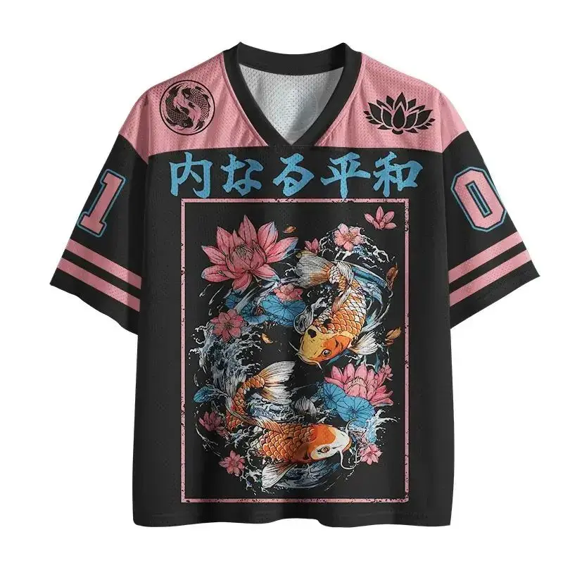 2026 Neues Sport-Kurzarmshirt, V-Ausschnitt Kurzarm-T-Shirt, Sport-Mode 3D-Druck Schnelltrocknend Spaßiges Mesh-Trikot