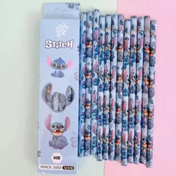 12 Disney Stitch Pencil Set Wooden Pencil Student Sketch Pen Writing Pen Lilo & Stitch Series Student Stationery Christmas Gift