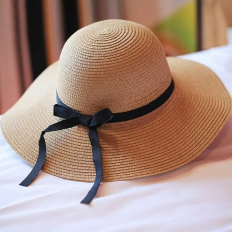 Wide Brim Summer Sun Hat For Women Beach Uv Protection Straw Hat Female Outdoor Summer Panama Cap Hat Bone Chapeu Feminino