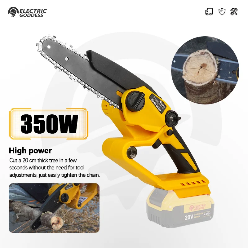 

6 Inch Brushless Electric Chainsaw 5m/s Cordless One-hand Pruning Saw Portable Garden Chainsaw Power Tool For Dewalt 20V Battery