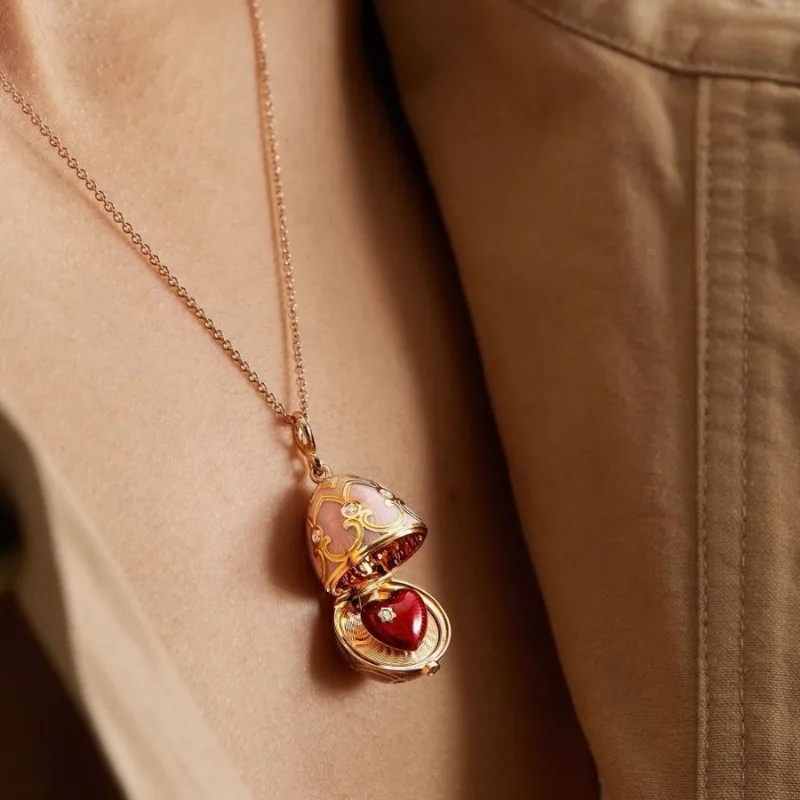 

Vintage Openable Shell & Egg Pendant Necklace 18K Real Gold Plated Dainty Clavicle Necklace Fashion Jewelry Gift for Women