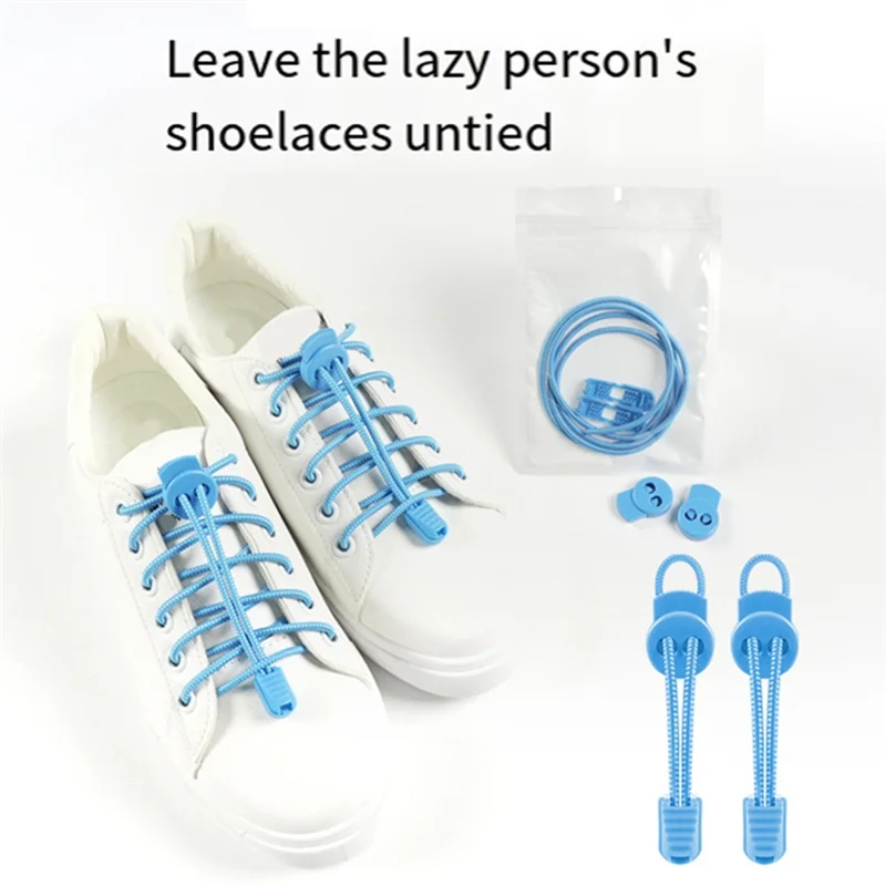 

ABRT-7 Pair Shoelaces Quick Rubber Elastic No Tie Shoe For Sneakers Stretching Lock Lazy Laces Round Shoestrings