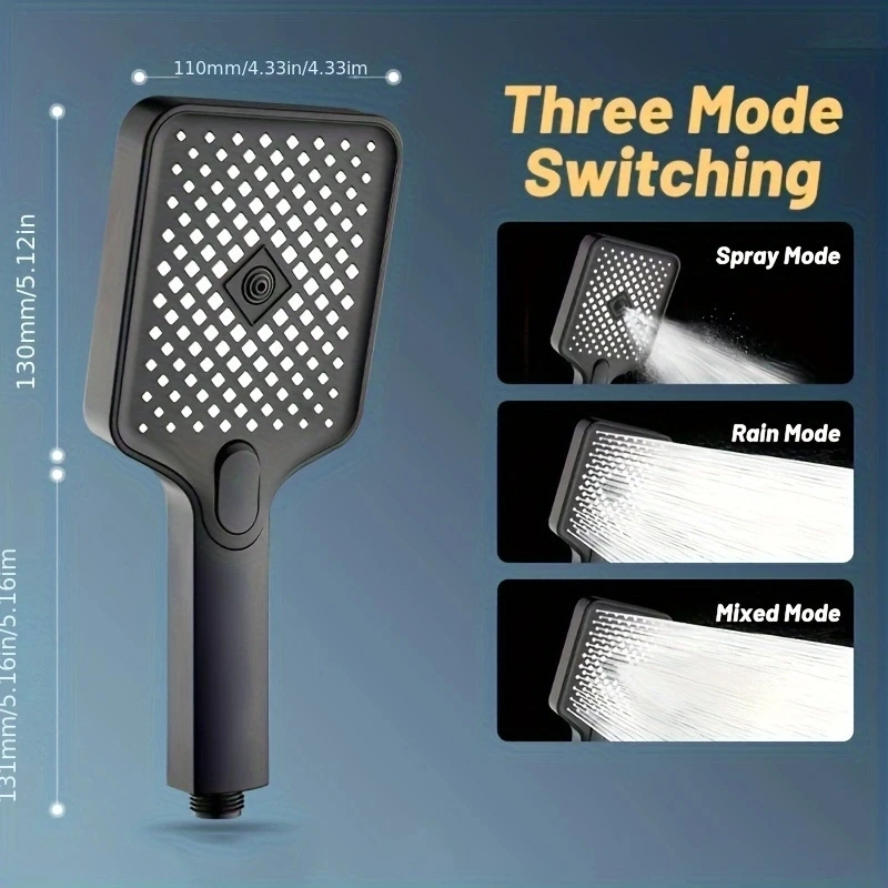 Novo 3 modos de painel grande cabeça chuveiro alta pressão com filtro turbo chuvas grande fluxo pressurizado torneira portátil bico banho