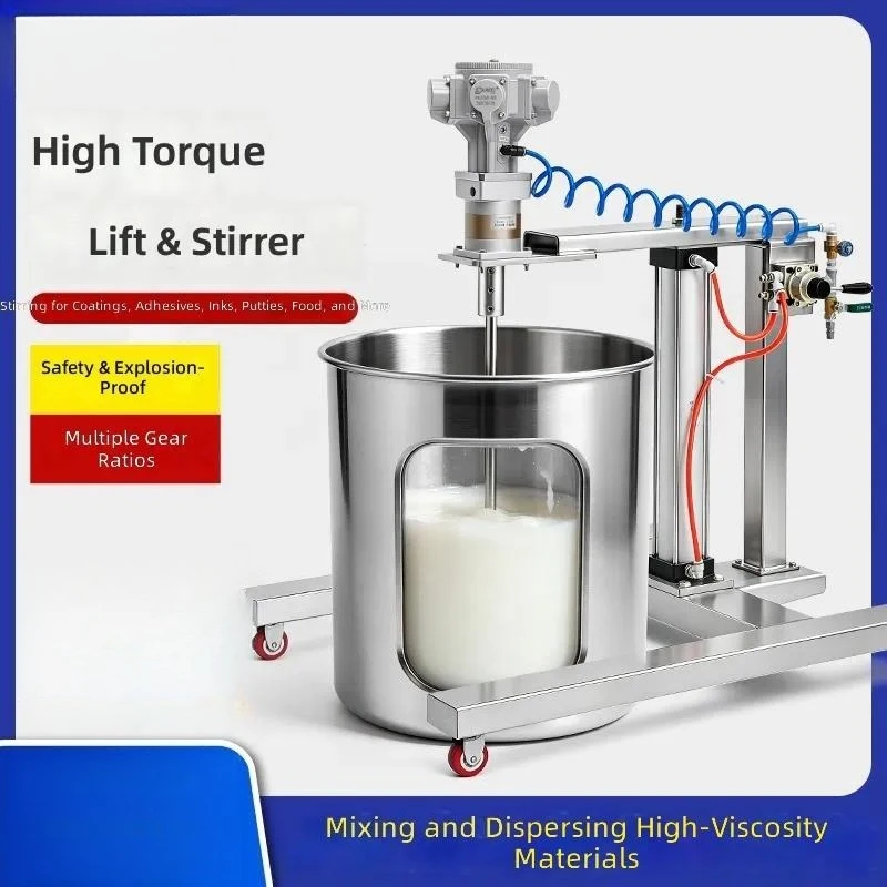 For Pneumatic Mixer Small Lift Type Large Torque Explosion Proof High Viscosity Paint Glue Disperser