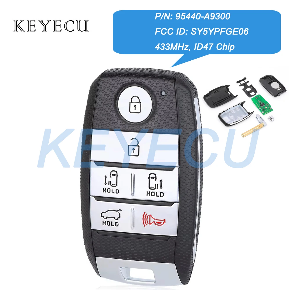 Keyecu 95440-A9300 433MHz ID47 Chip Smart Remote Key Fob for KIA Carnival 2015 2016 2017 2018 Sedona 2019 2020 2021 SY5YPFGE06