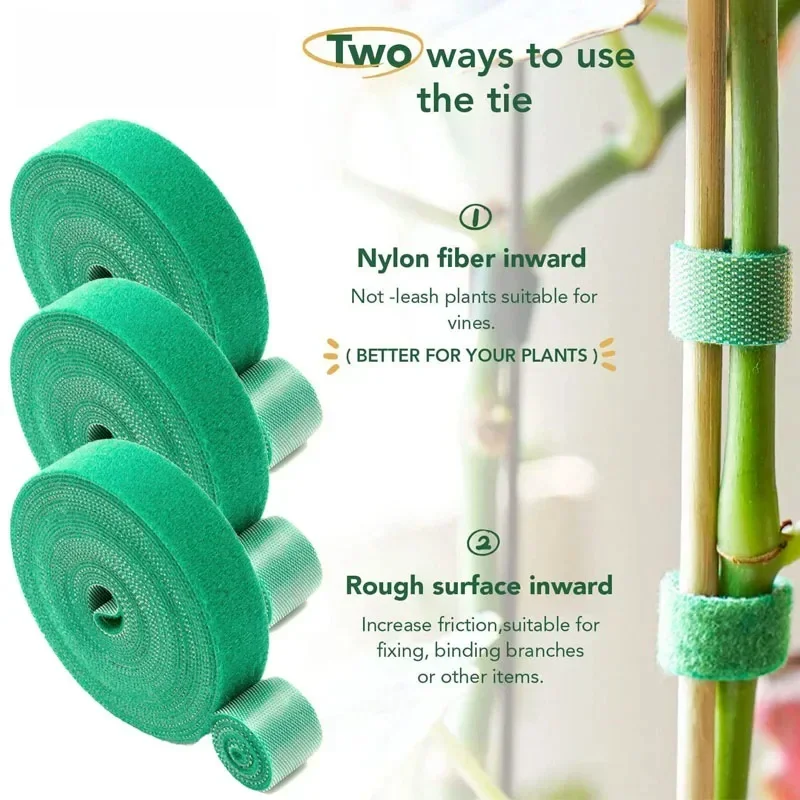 5M Nylon Pianta Fasciatura Cravatta Riutilizzabile Pianta Gancio Loop Cravatte Verde Nastro di Fissaggio Canna di Bambù Wrap Supporto Accessori Per Il Giardino di Casa