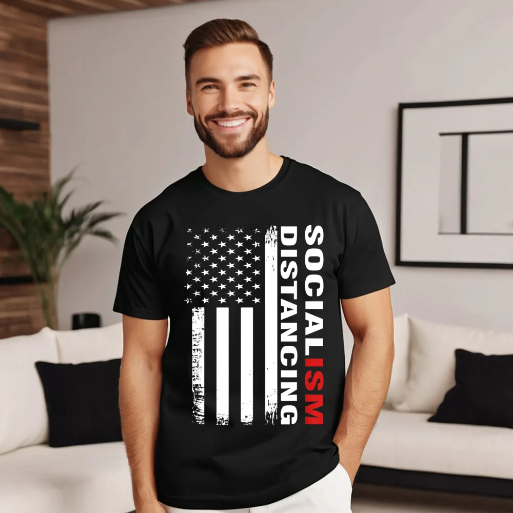 socia ism distancing American f Tshirts Short Sleeve Slogan Cute Adult Autumn Tees Slogan Tops T Shirt O Neck 100% Cotton