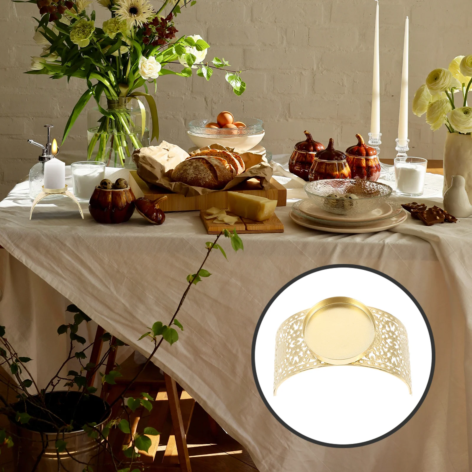 

2Pcs Iron Holder Hollow Tapered Tealight Stand Home Decor Table Centerpiece Gift Tapered Holders