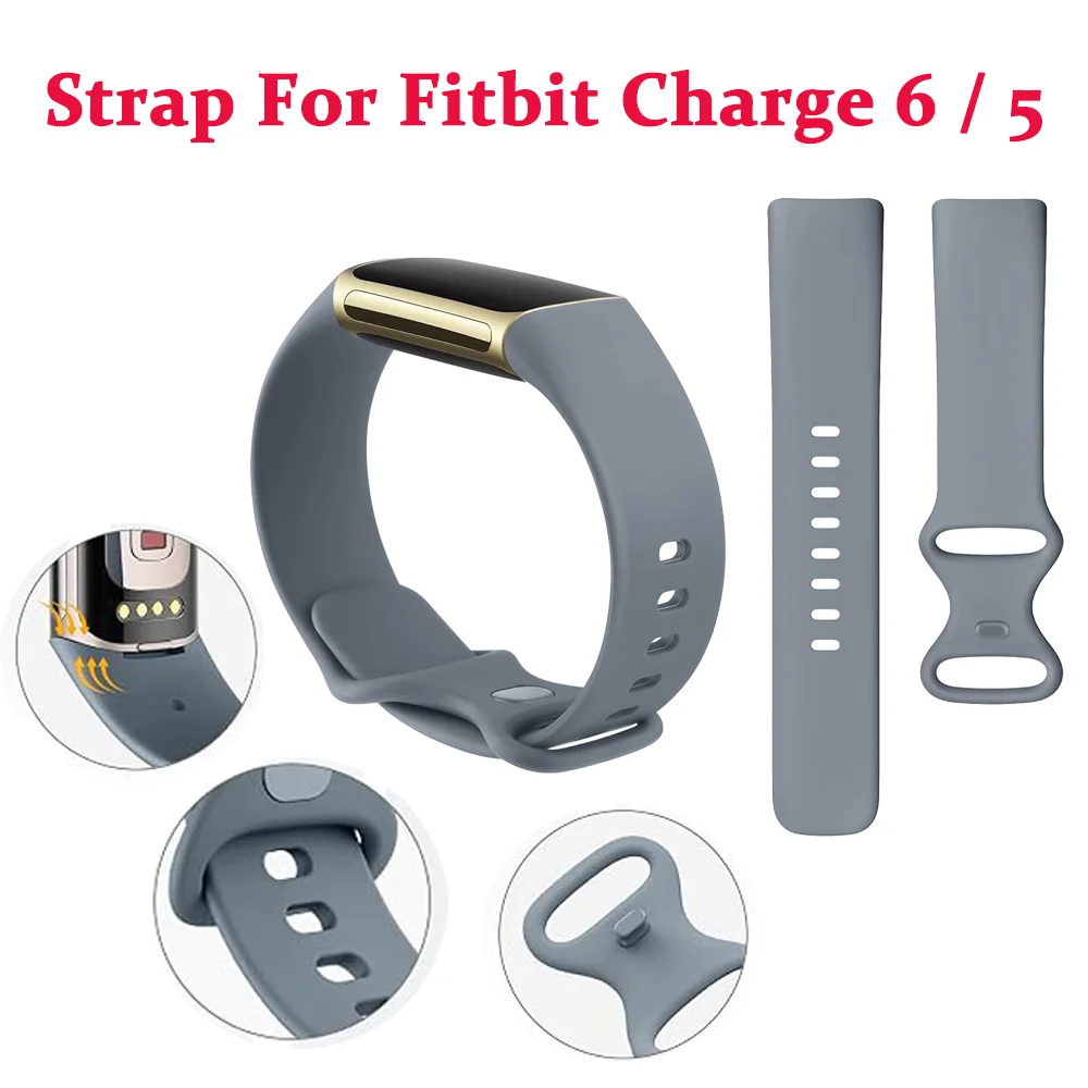Sport Band Compatible with Fitbit Charge 6/5 Bands Women Men, Classic Soft Replacement Straps Wristbands for Fitbit Charge 6 / 5