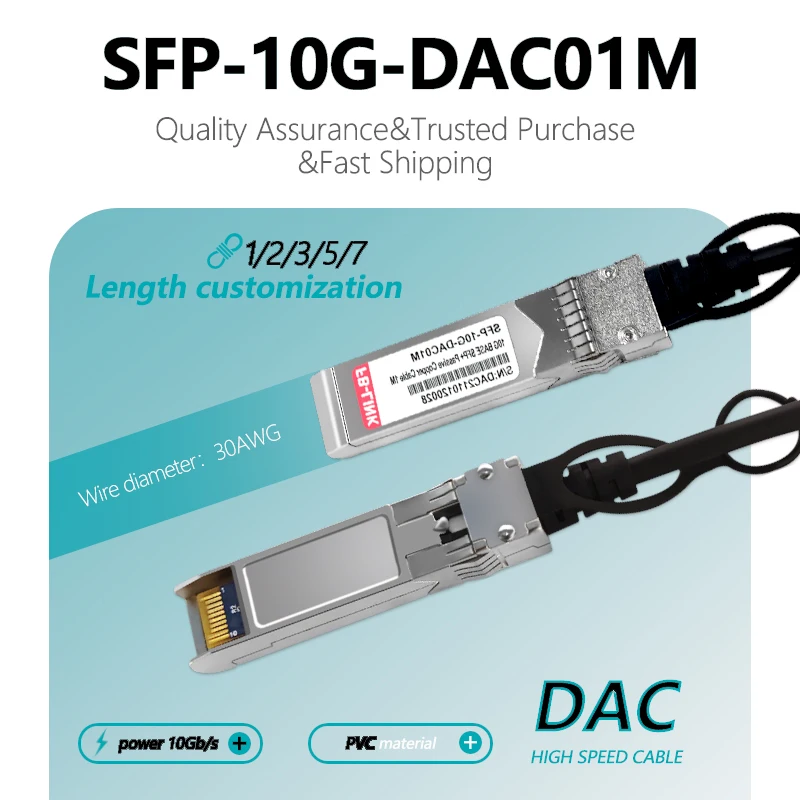 

DAC 10G SFP+ Direct Connect Passive Copper Cable ; 30AWG PVC 1/2/3/5/7M; Optical Cable for Mikrotik Cisco switches