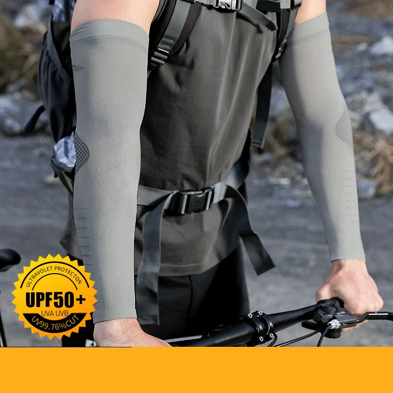 Mangas de brazo solares UV de verano para hombre, cubierta de protección solar de seda de hielo para deportes al aire libre, conducción, ciclismo, pesca fresca, manga transpirable