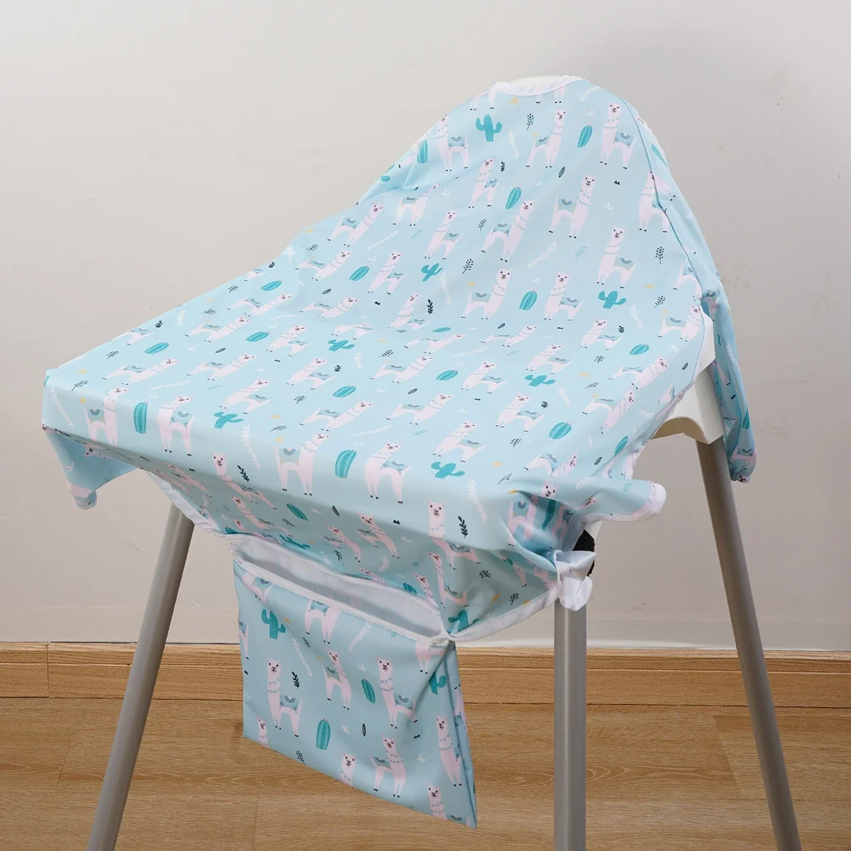 

HappyFlute One Piece Cute Prints Table Use Full Coverage Pocket Waterproof Printing Long Sleeve Coverall Baby Feeding Bib