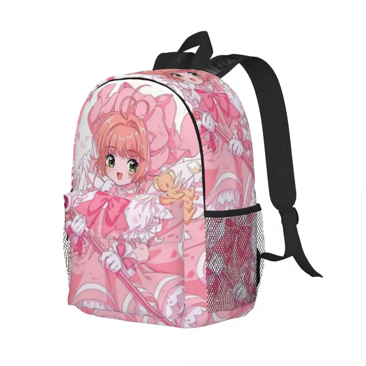 Cardcaptor Sakura Cherry Blossom Magical Girl Nieuw modieus patroon Schooltas Print Lichtgewicht rugzak 15 inch