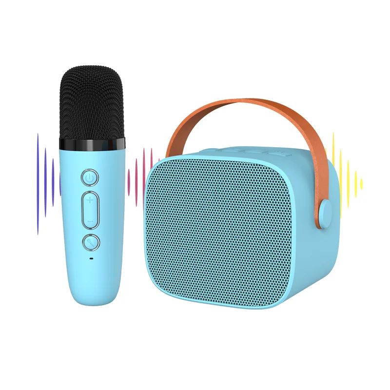 New Product Rechargeable Outdoor Mini Kids Karaoke Speaker Box With Wireless 2 Microphones