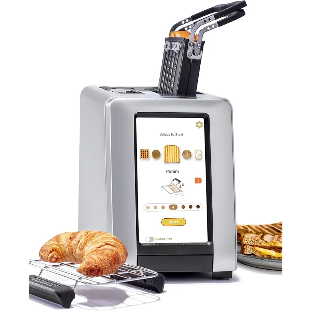 Hochgeschwindigkeits-Touchscreen-Toaster, 2-teiliger intelligenter Toaster, Heiz ständer aus Edelstahl in Schwarz und Silber