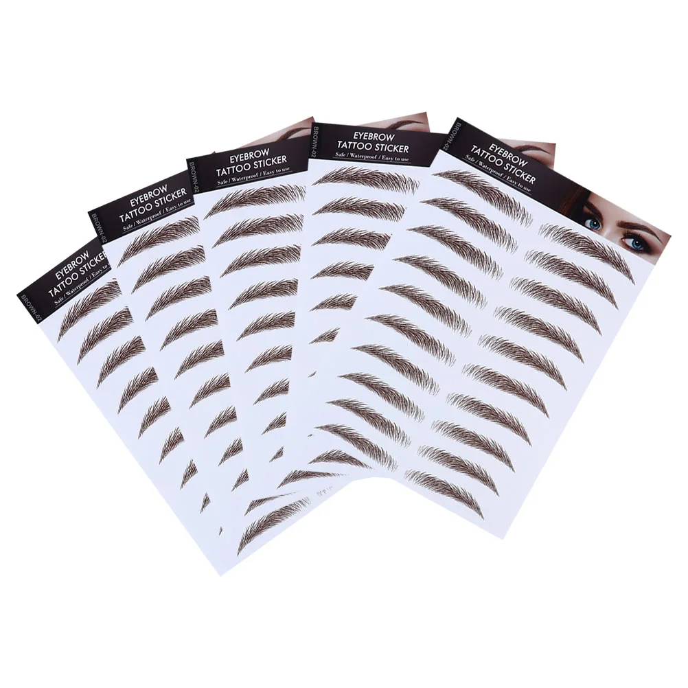 

5 Pcs Eyebrow Transfer Stickers Waterproof Makeup Tool with Soy Ink Temporary Tattoos