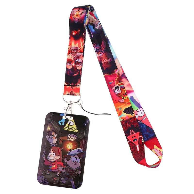 Gravity Falls Art Cartoon Anime Fashion Lanyards Bus ID Name Work Card Holder Accessories Decorations Kids Gifts