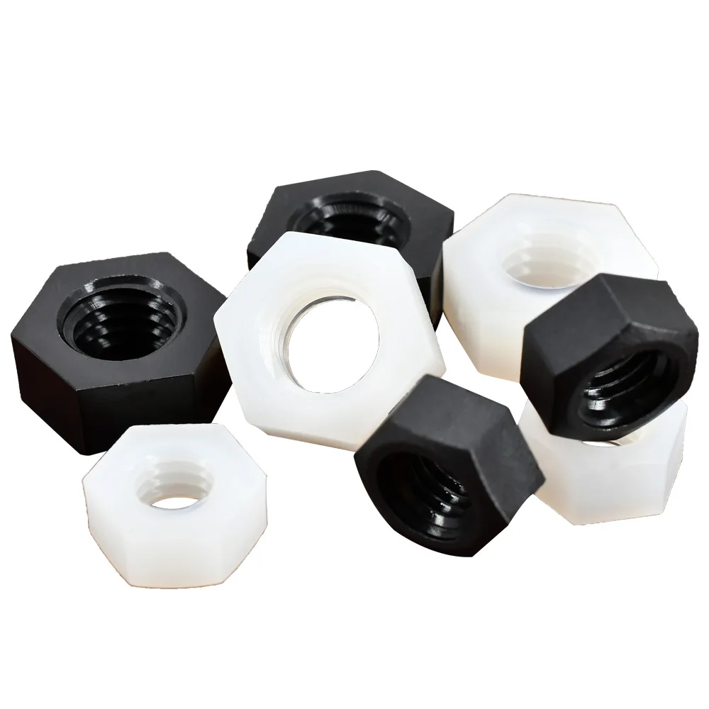 5-300pcs White or Black Nylon Hex Nut Hexagon Plastic Nuts Metric Thread Suit For Screws Bolts for Elctricity Insulation M2-M20